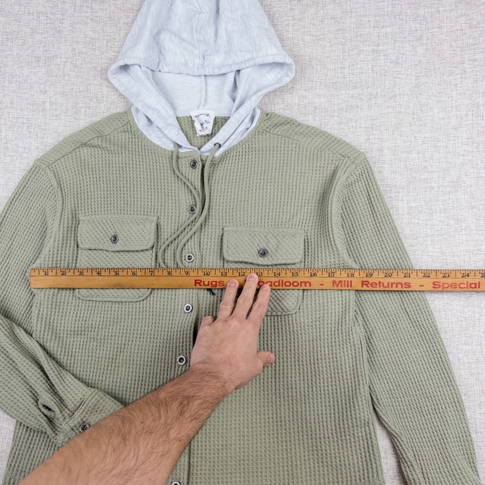 Hippie Rose Juniors Hooded Waffle Knit Button Shacket Sage Green Size S - Picture 4 of 8
